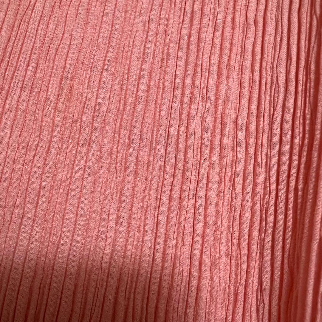 イッセイミヤケ 半袖カットソー Uネック サーモンピンク