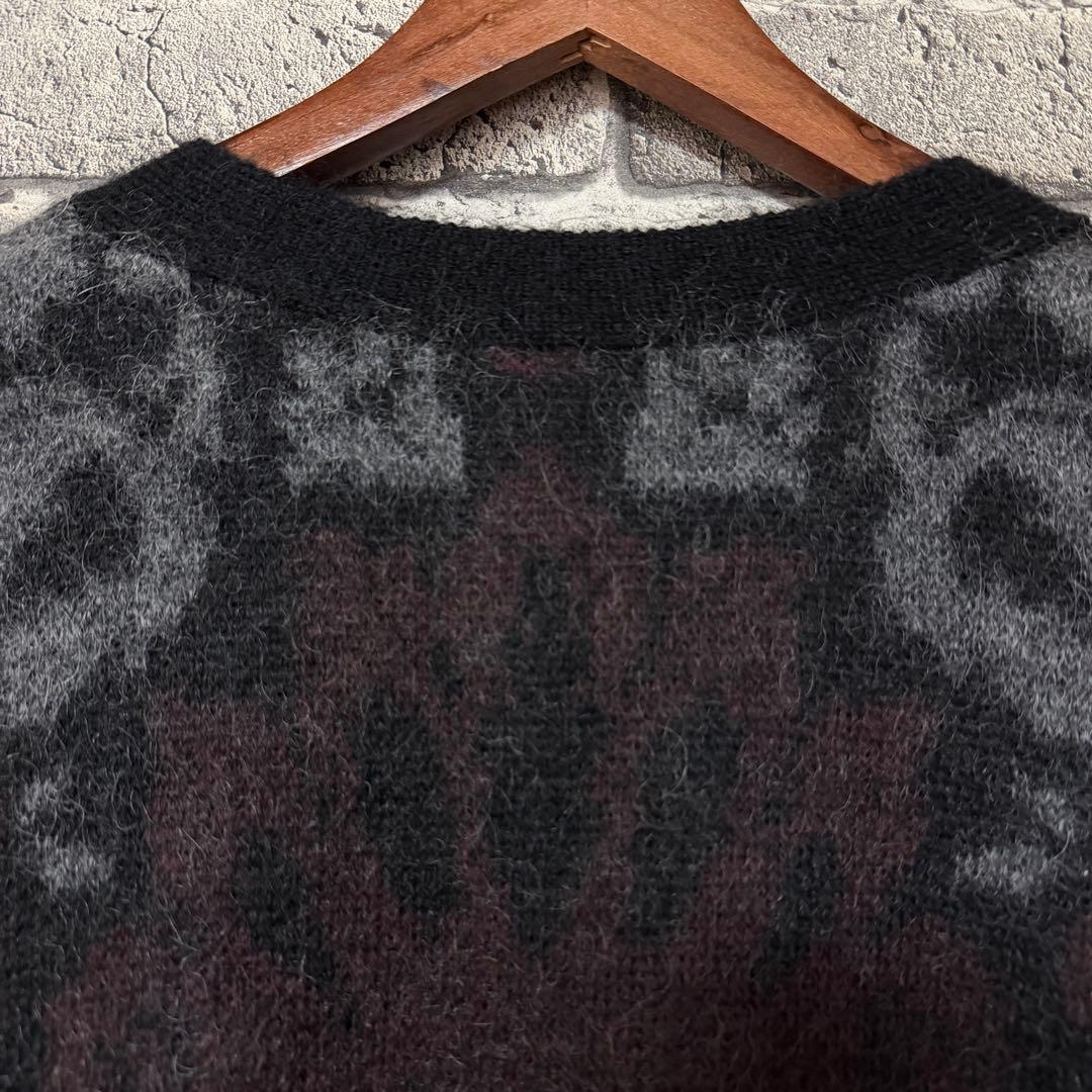 【美品】HARE　ダマスクガラモヘアカーディガン　ブラック　セーター