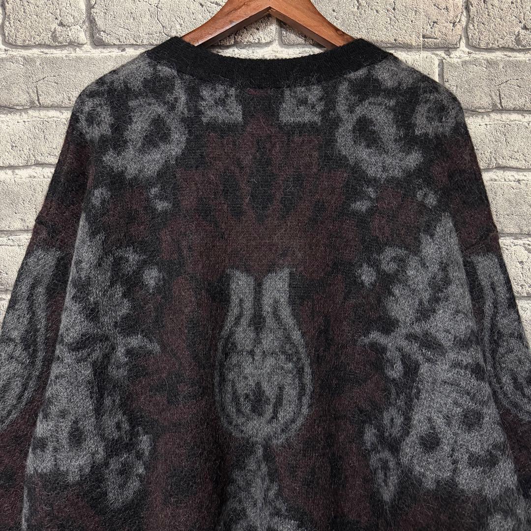 【美品】HARE　ダマスクガラモヘアカーディガン　ブラック　セーター