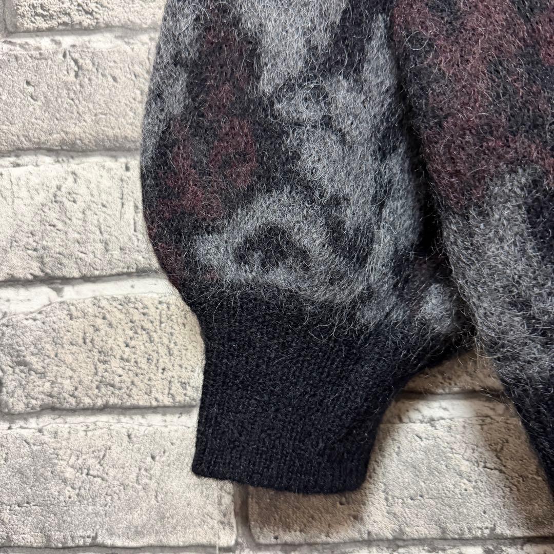 【美品】HARE　ダマスクガラモヘアカーディガン　ブラック　セーター