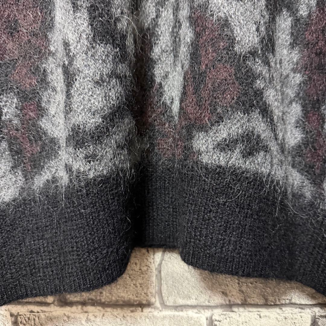 【美品】HARE　ダマスクガラモヘアカーディガン　ブラック　セーター