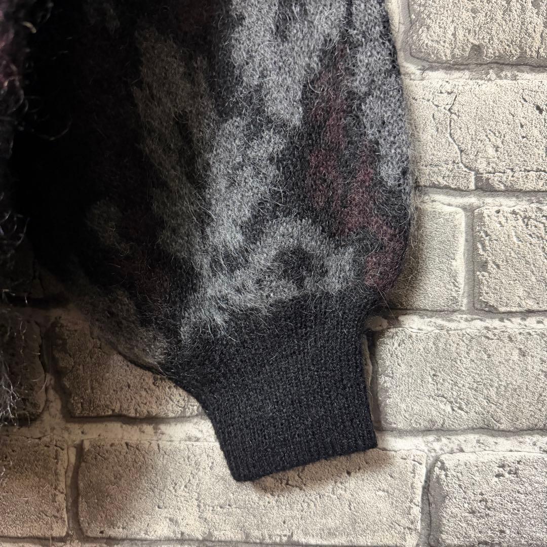 【美品】HARE　ダマスクガラモヘアカーディガン　ブラック　セーター