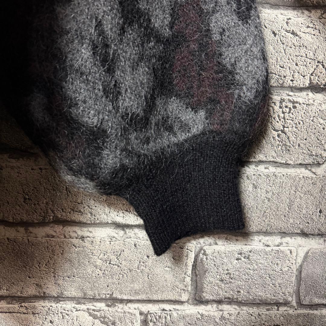 【美品】HARE　ダマスクガラモヘアカーディガン　ブラック　セーター