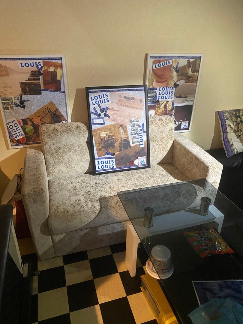 希少♦️ロココ ヴィンテージ 高級 ベルベット ラブソファ♦️ダマスク柄♦️送料込