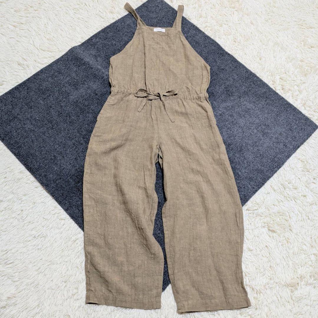 かぐれ オールインワン サロペット リネン ベージュ フリーサイズ