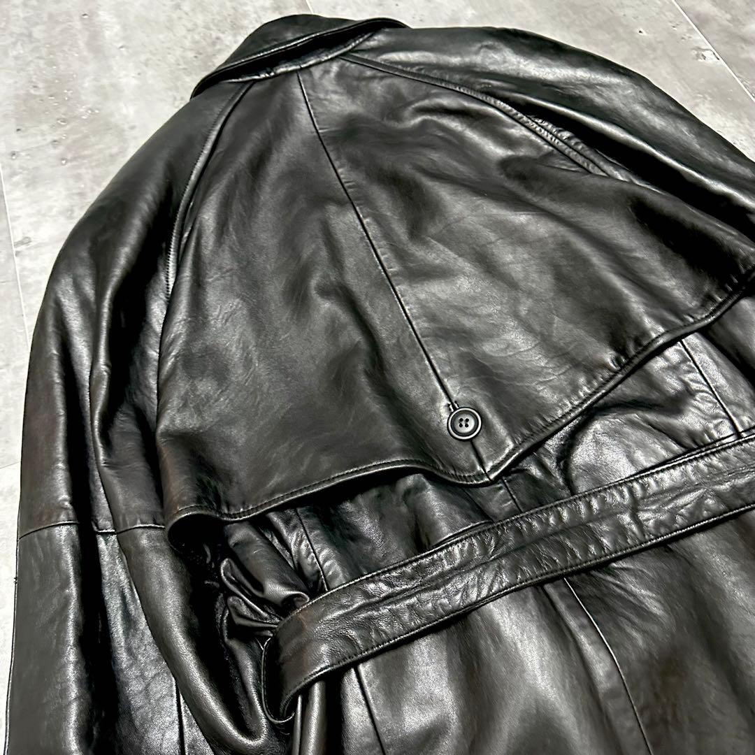 80s 90s 本革 ラムレザー トレンチコート Y2K ヴィンテージ 上質