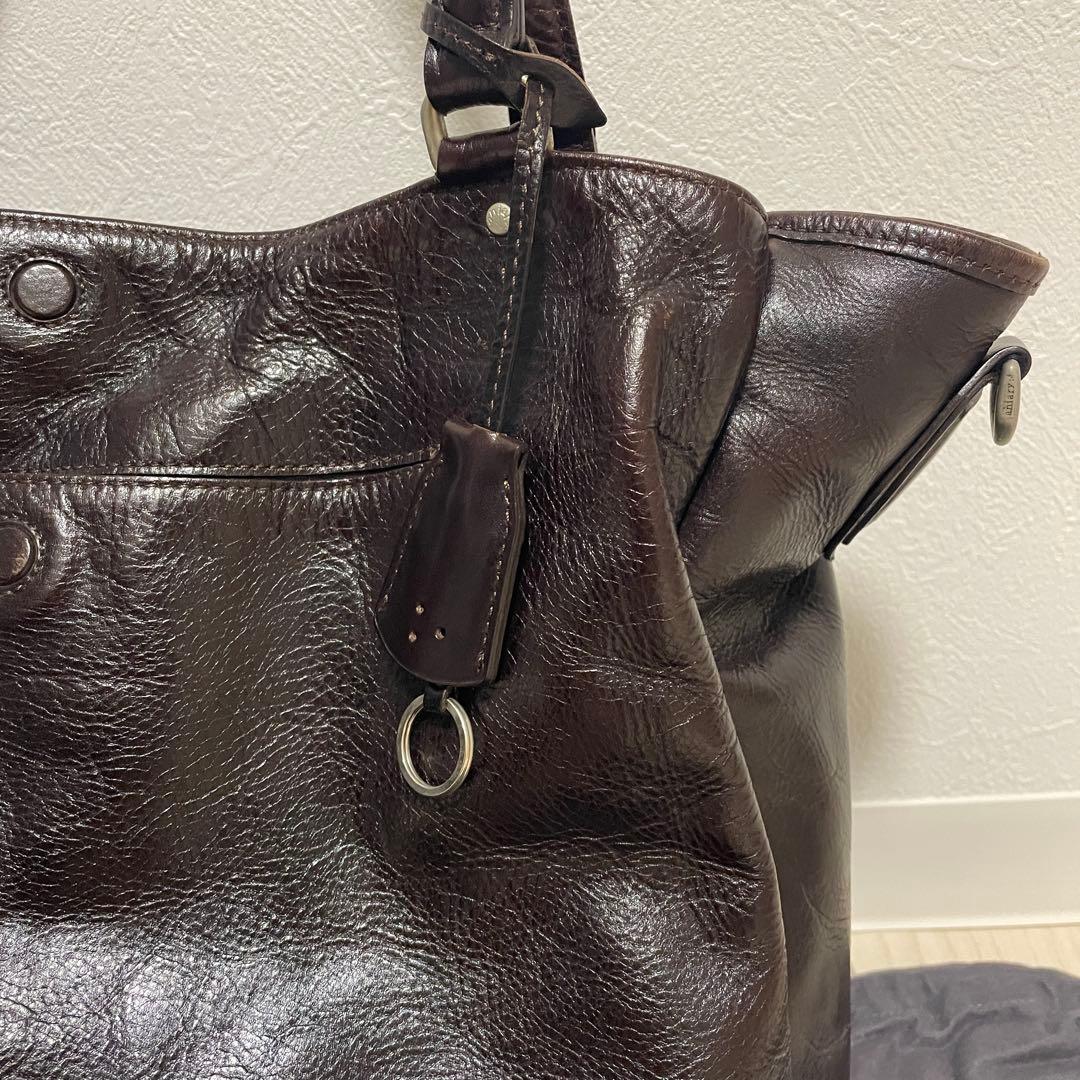 【おかか*無言取引】アニアリ　トートバッグ　ブラウン　オールレザー