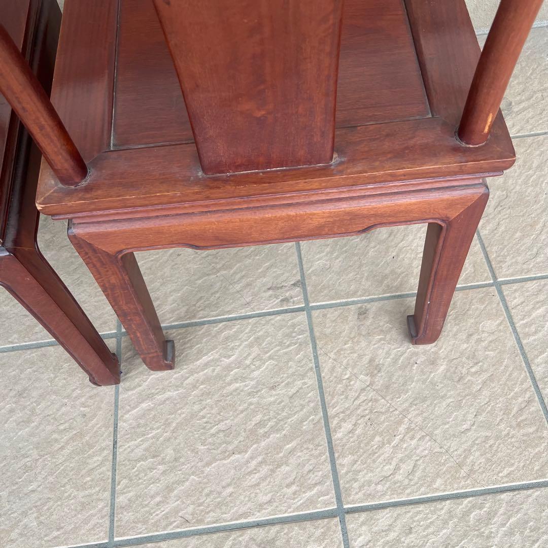 ①唐木家具 ダイニングチェア 食卓椅子 アームチェア 花梨材 馬蹄脚