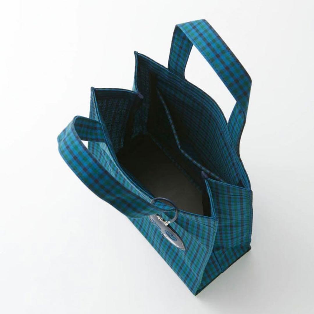 ファミリア トートバッグ 青チェック 小　新品未使用