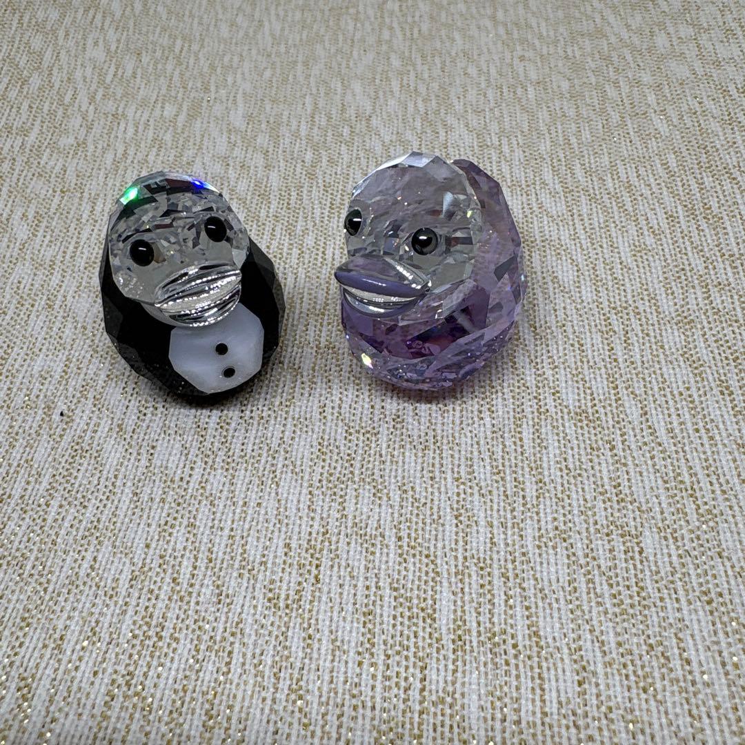 スワロフスキー アヒル型クリスタルフィギュア 2個セット
