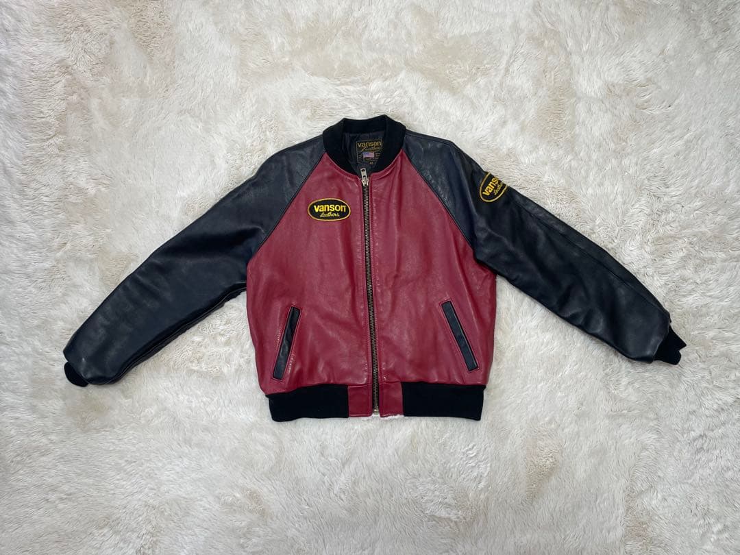 VANSON TVJ オールレザー スタジャン ライダース 革ジャン 42