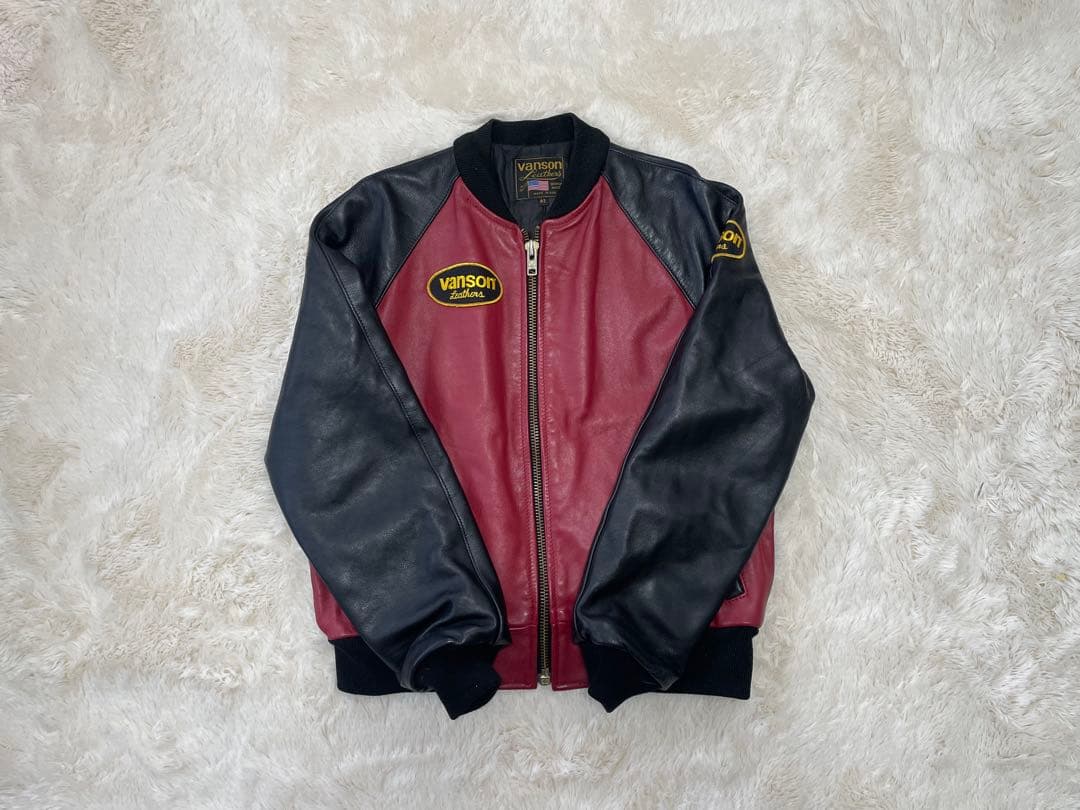 VANSON TVJ オールレザー スタジャン ライダース 革ジャン 42