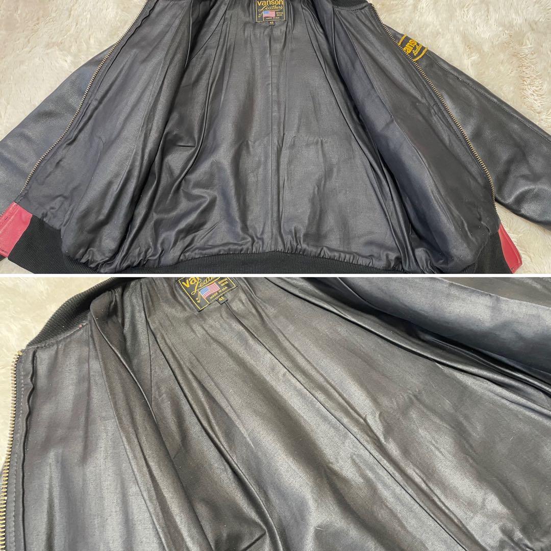 VANSON TVJ オールレザー スタジャン ライダース 革ジャン 42