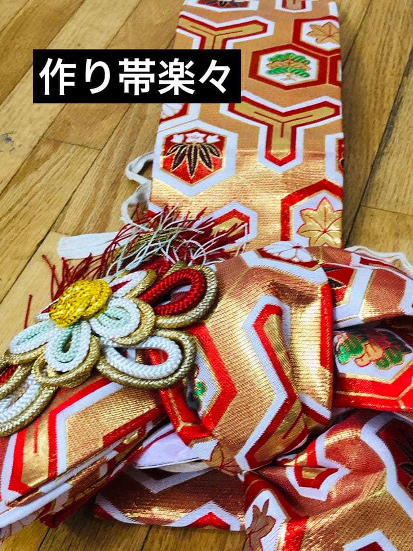 正絹七五三 女子着物 7歳‼️赤地可愛い手毬柄に桜金彩金箔煌びやか際立つ❤️秀品