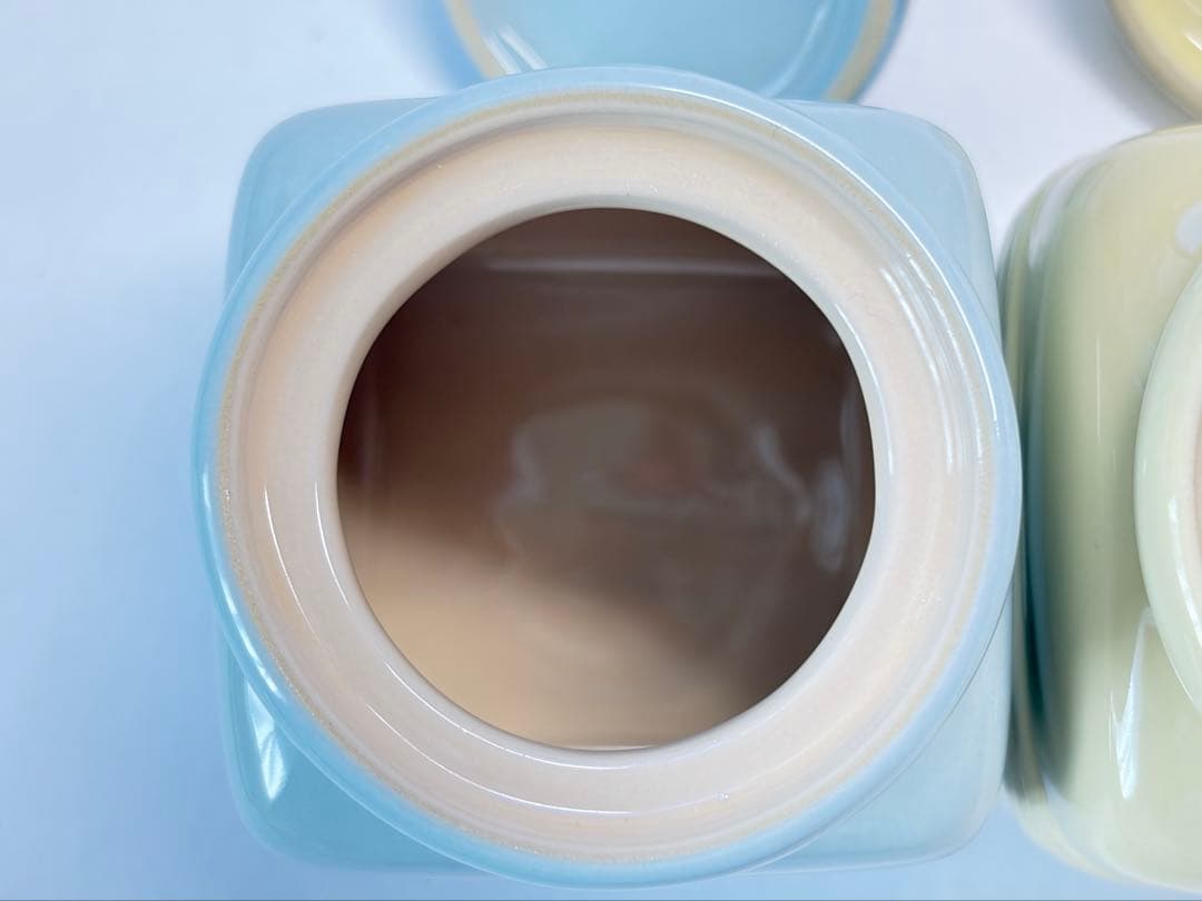 新品 ルクルーゼ ジャムポット 3色 赤黄青 スプーン付 調味料入れ 3点セット