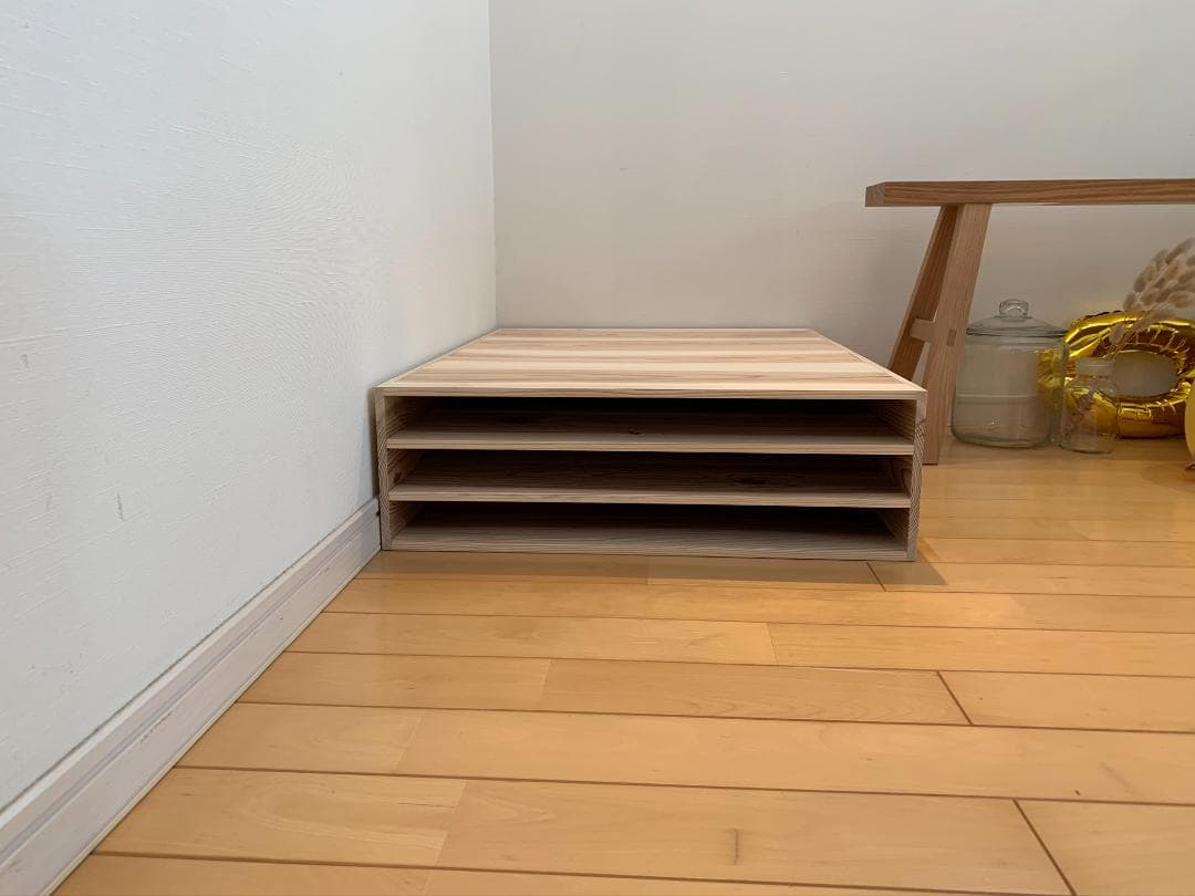 ★送料無料★サイズ変更可能★A1木製3段書類棚②/無垢材 収納 オーダー可能什器