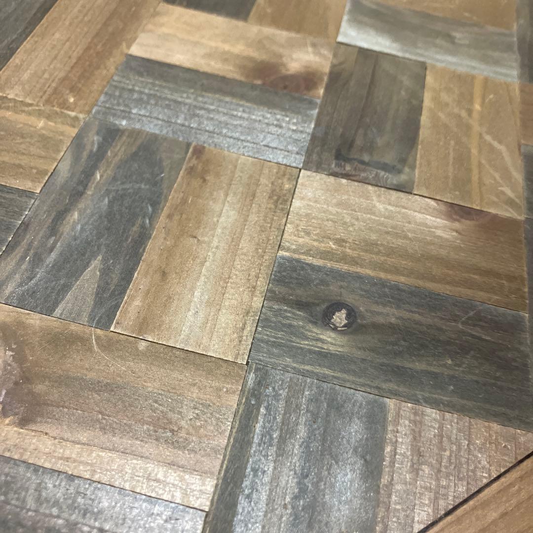 ヘリンボーン　英国調　アンティーク　サイドテーブル　アイアン　木製引き出し