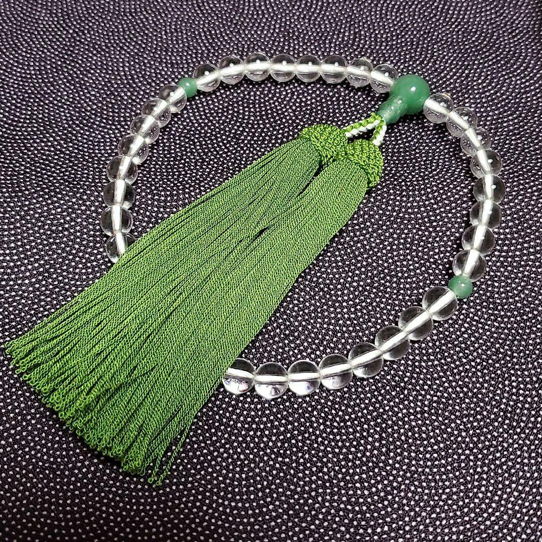 【縋房】御念珠 数珠 インド翡翠 女性用 本絹房 艶あり 雅 A25-2