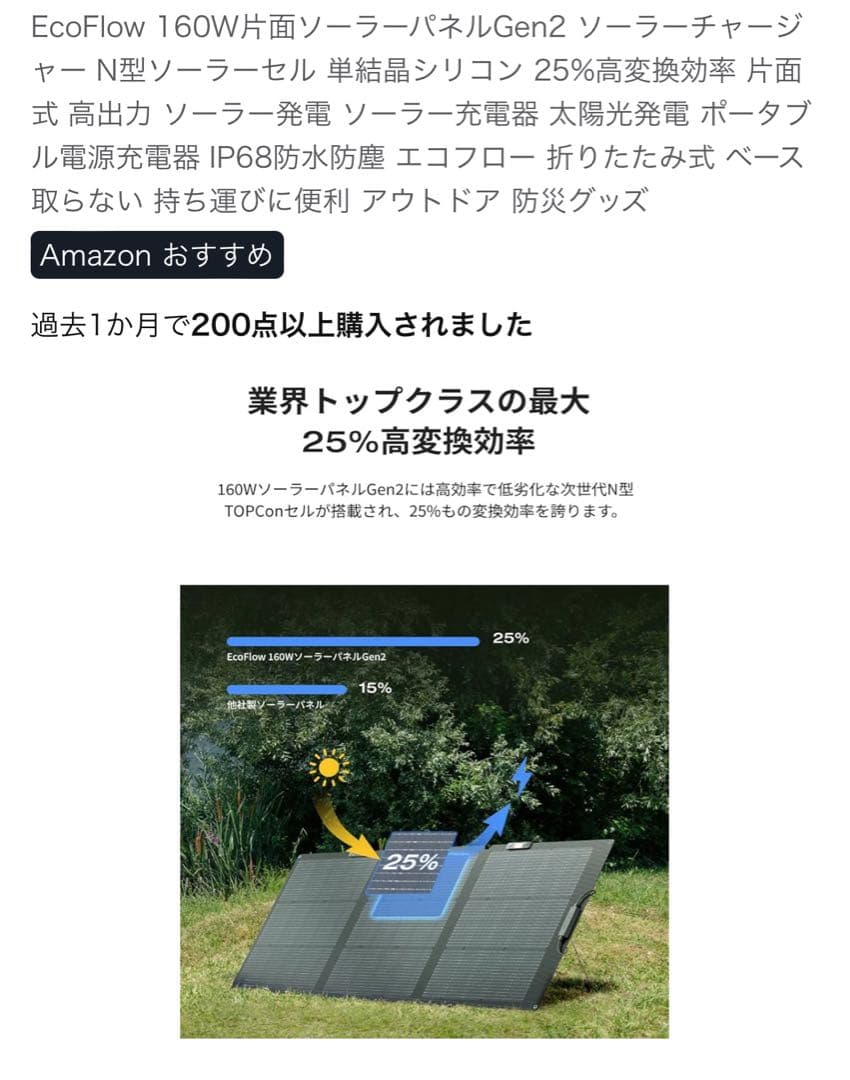 有れば便利！　　　　　　　　 EcoFlow 160W ソーラーパネル Gen2