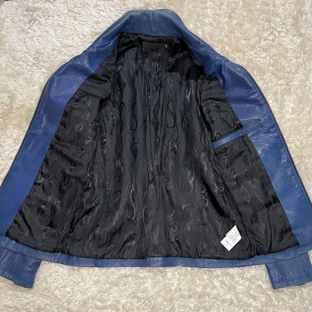 FUGA シングル ライダース ジャケット ジップ Y2K 総柄 ハイネック