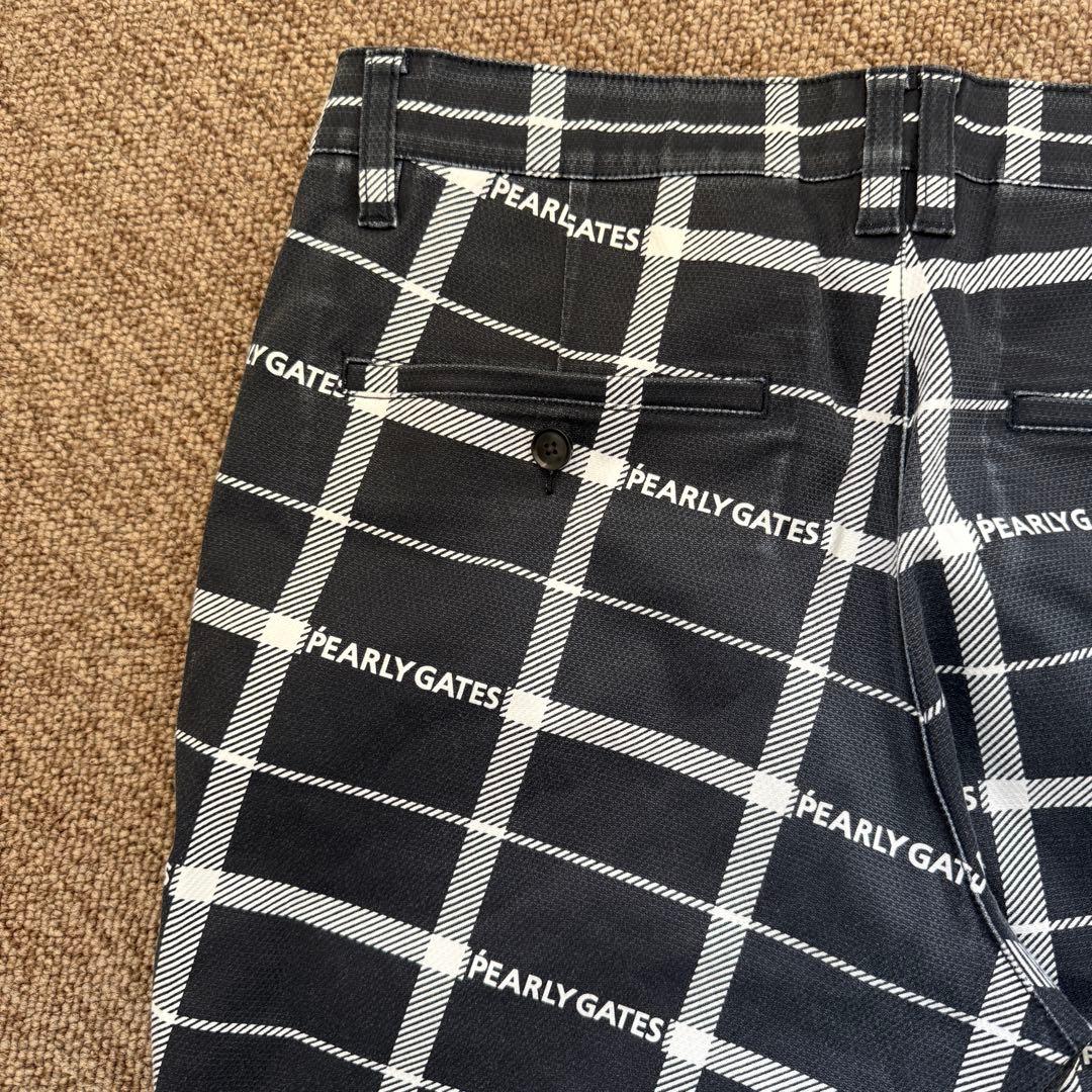 現行モデル　パーリーゲイツ　パンツ　総柄　L〜XL相当 チェック　グレー　白　5