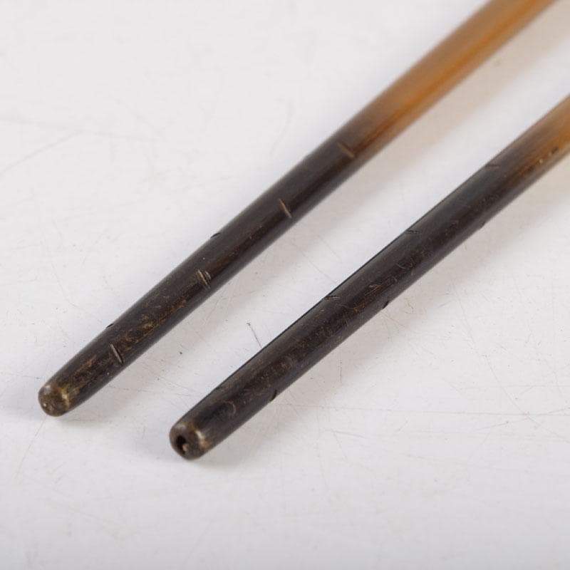 茶道具　金屋　金谷五郎三郎作　黄銅　銀頭大根式　火箸　共箱　N　9215