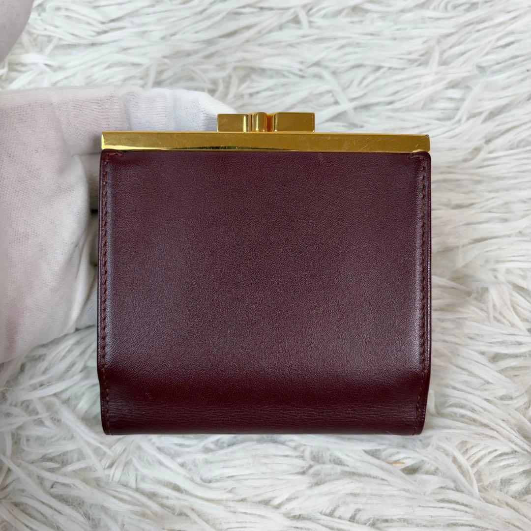 新品未使用/付属品完備✨Cartier 三つ折り財布 がま口 金具 ボルドー