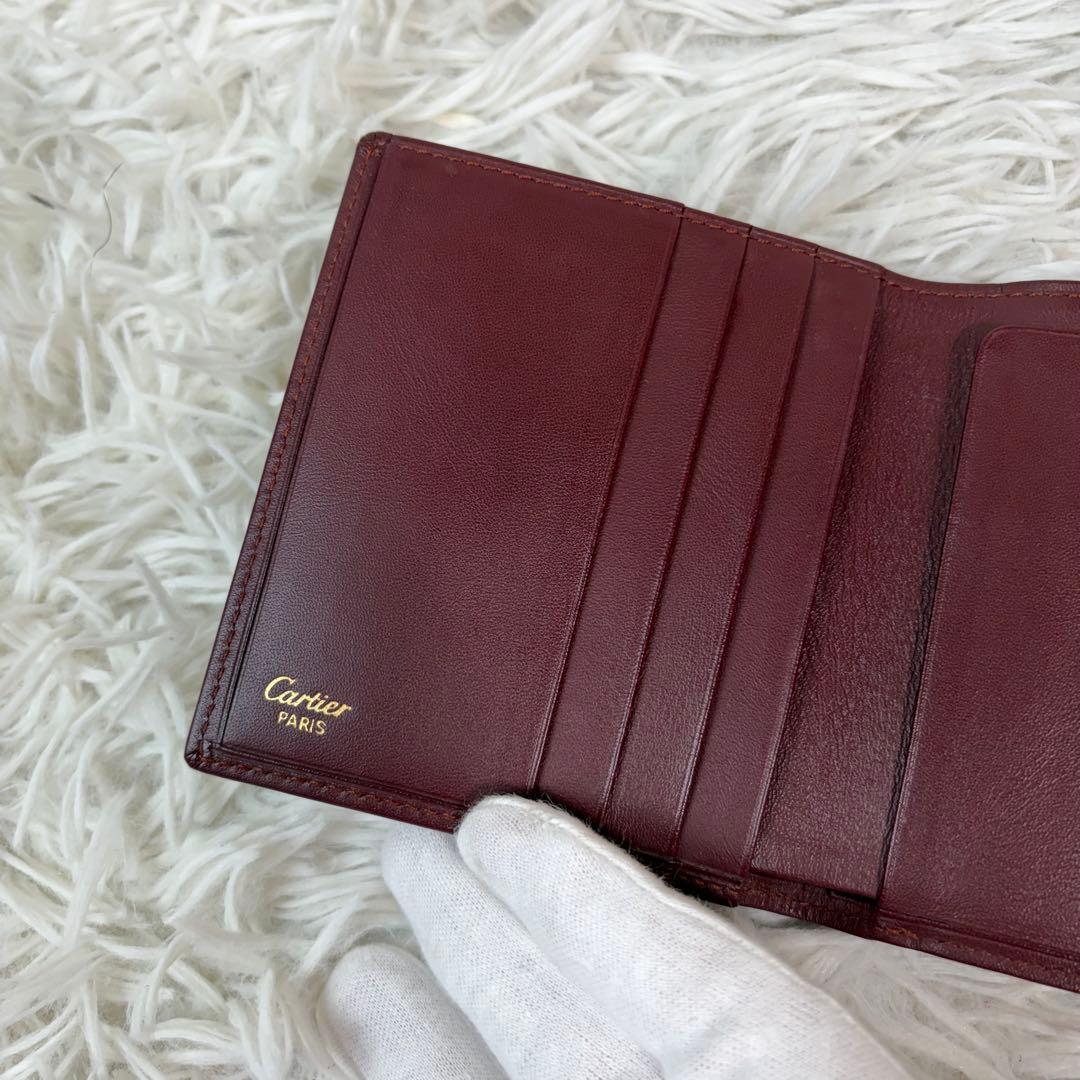 新品未使用/付属品完備✨Cartier 三つ折り財布 がま口 金具 ボルドー