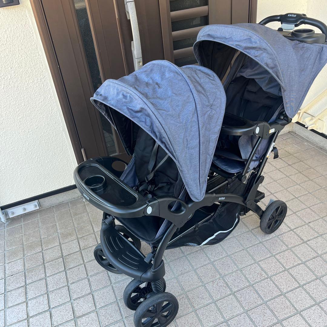 EK様【美品】KATOJI カトージ　2人でゴーDX デニム　2人乗りベビーカー