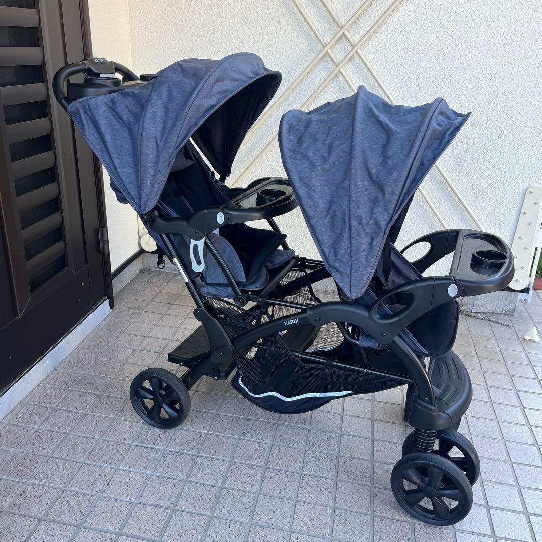 EK様【美品】KATOJI カトージ　2人でゴーDX デニム　2人乗りベビーカー