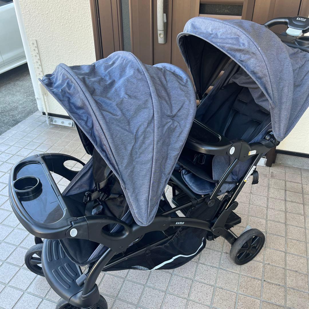 EK様【美品】KATOJI カトージ　2人でゴーDX デニム　2人乗りベビーカー