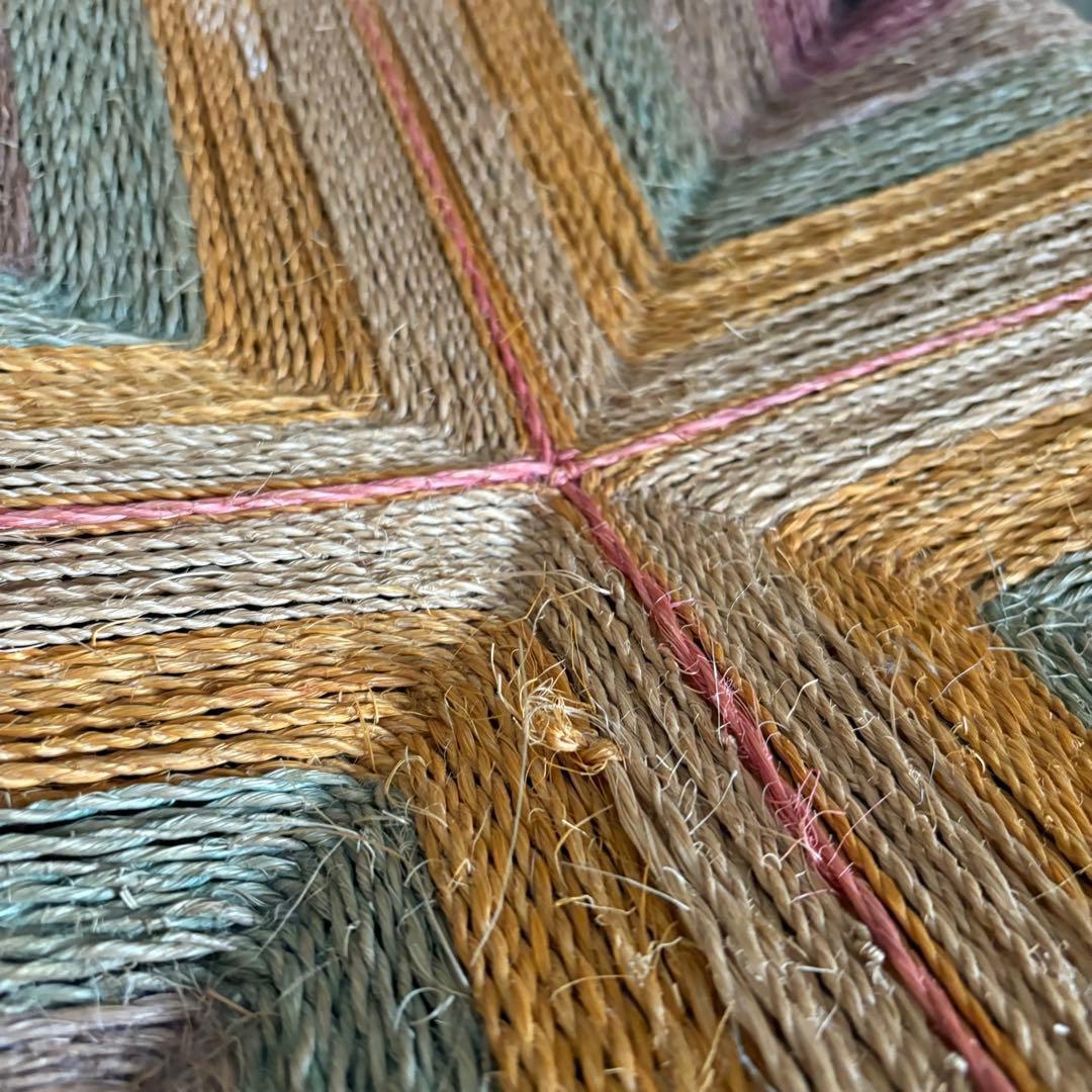 ヴィンテージ　ラッシュスツール　無垢材