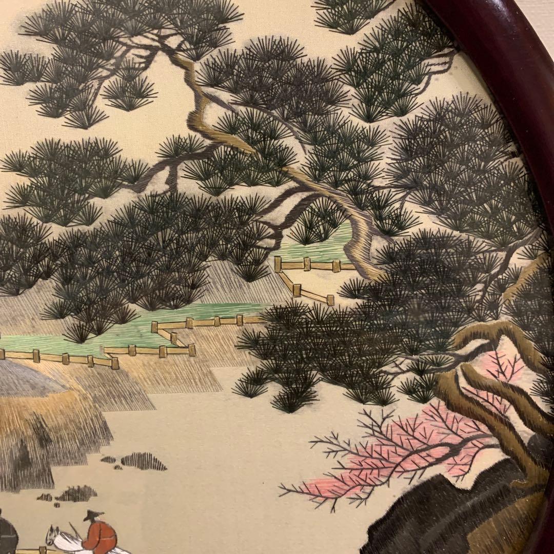 アンティーク　中国　刺繍　風景