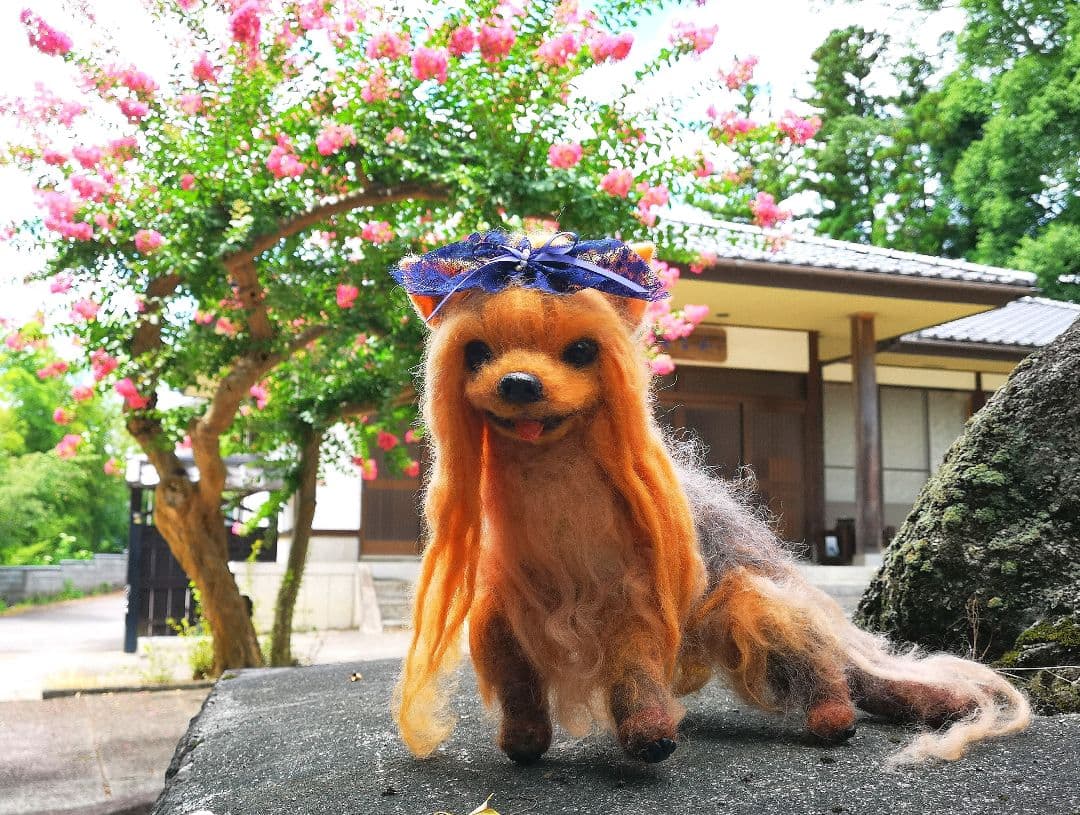 羊毛フェルト等身大ヨークシャーテリア