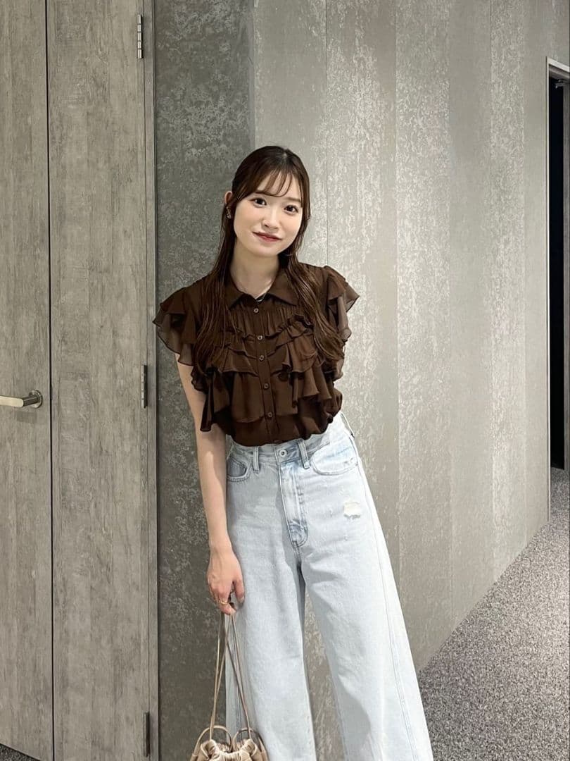 即完　ココディール　新品タグ付　フリルシャツブラウス　25AW