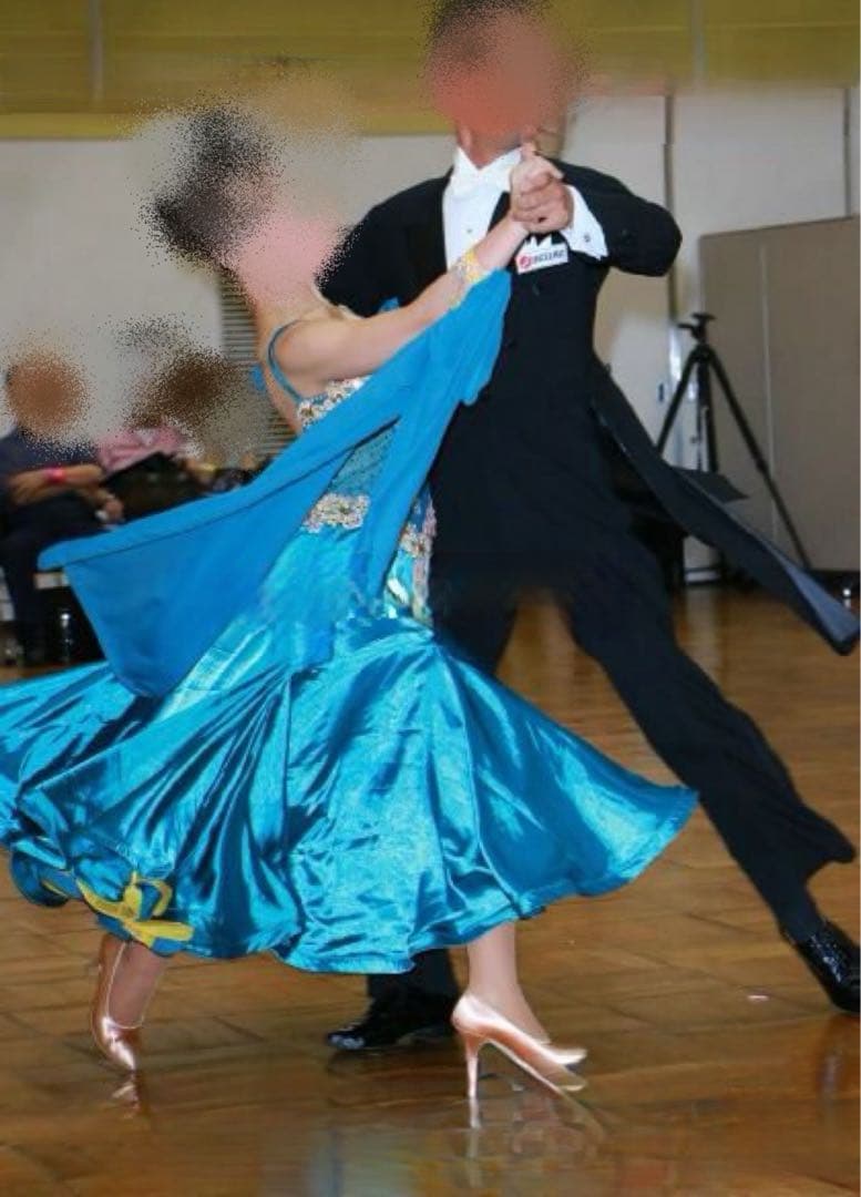 【USED】社交ダンスドレス ターコイズゴールド