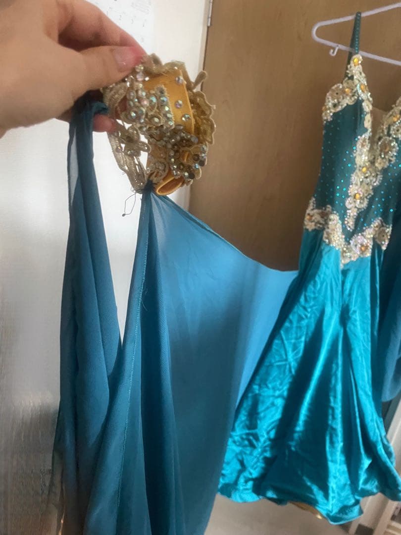 【USED】社交ダンスドレス ターコイズゴールド