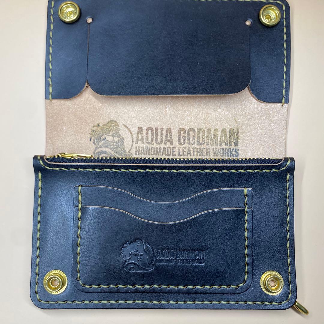 【無骨×上質】3層 丘染めブラック／ミドルトラッカーウォレットMTW