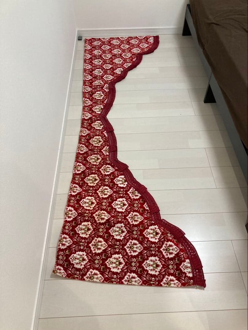 金華山　新格子　赤　五右衛門カーテン