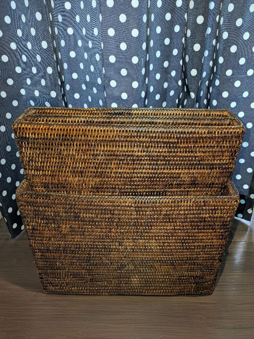 ラタン マガジンラック 2個セット 雑誌収納 バスケット