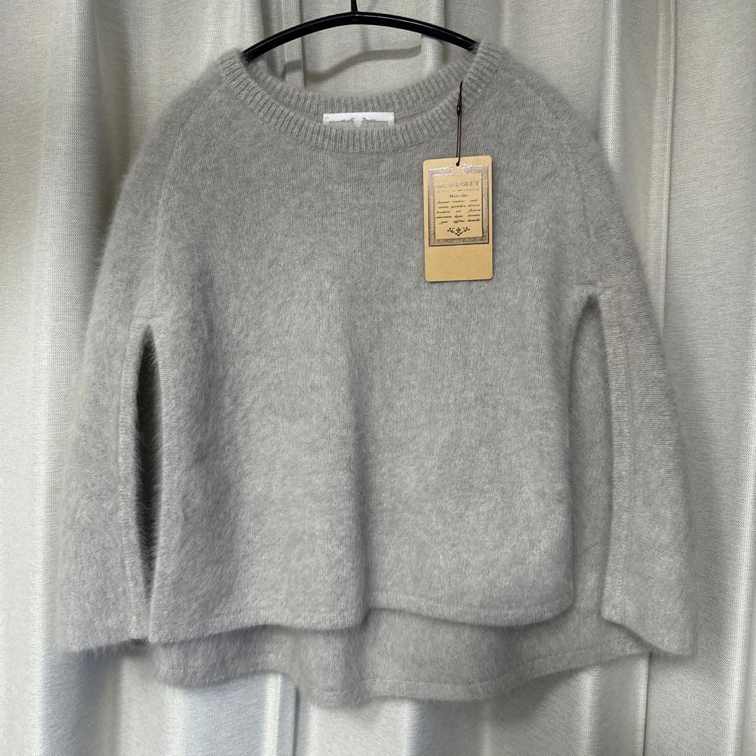 BEARDSLEY ファーニットポンチョ　ライトグレー