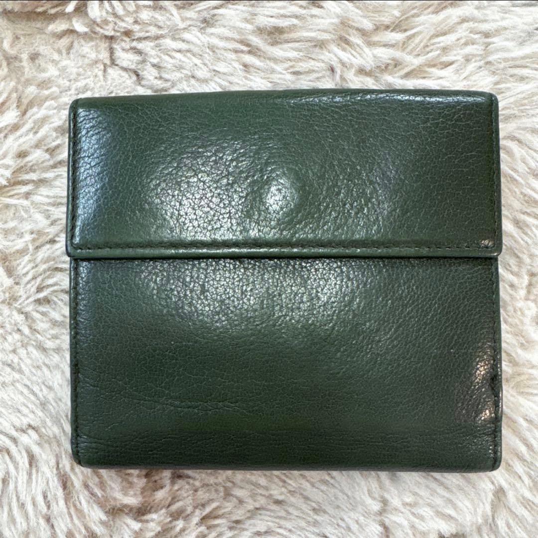 BVLGARI ブルガリ ダークグリーン レザー 二つ折り財布