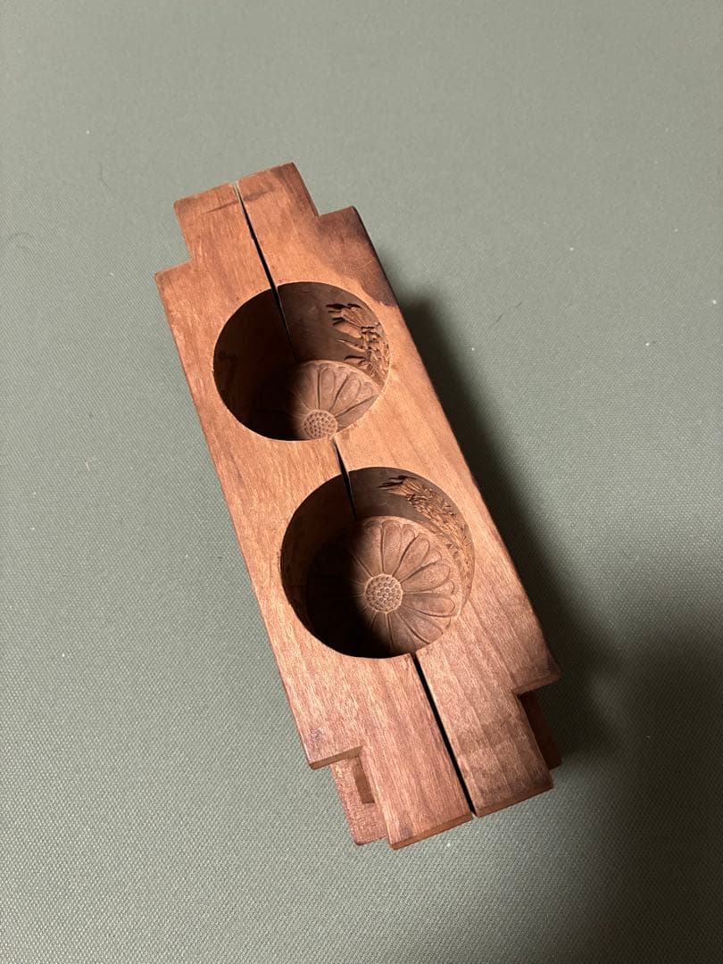 木製 落雁用和菓子型 菊模様 3パーツ