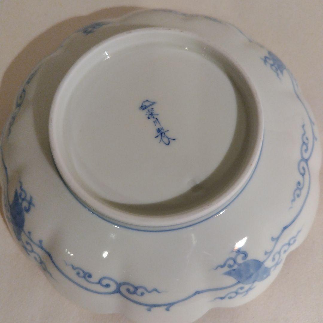 深川製磁　染錦金彩鳳凰 菊割中皿