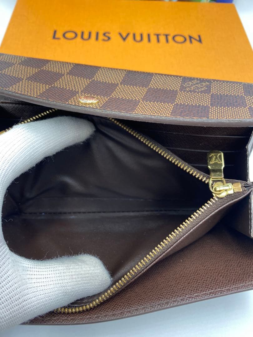 ルイヴィトン ダミエ ポシェットポルトモネクレディ 二つ折り長財布 札入れ 茶