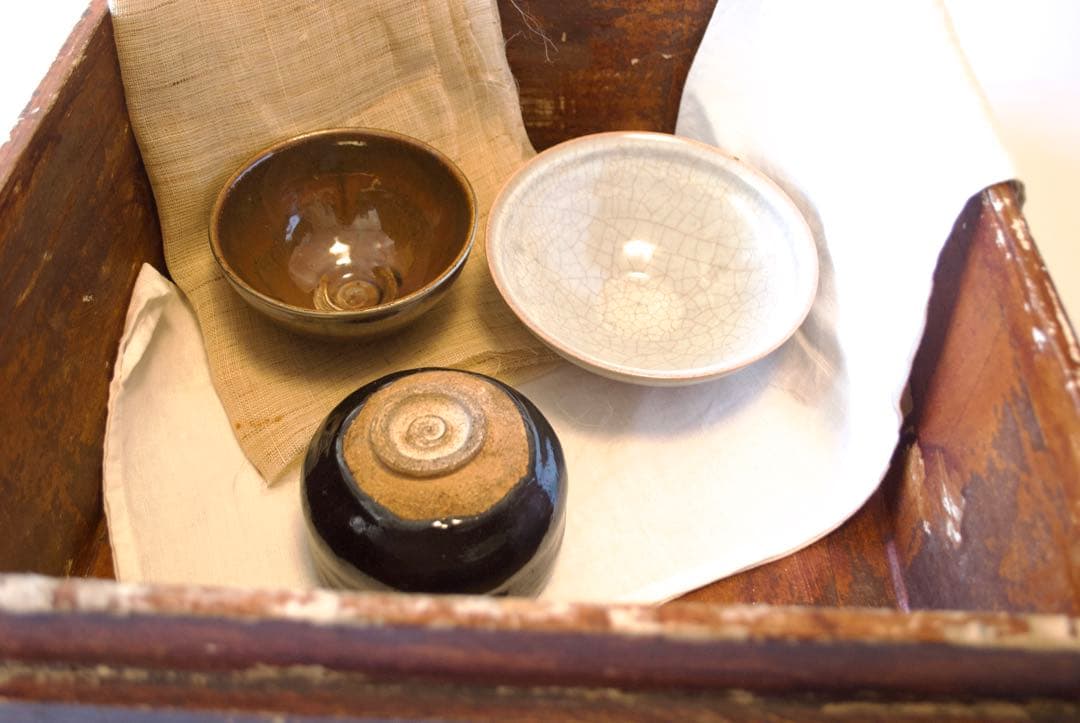 昭和初期、柿渋塗 木箱 時代箱 古民具 収納箱 茶道具箱 ディスプレイ