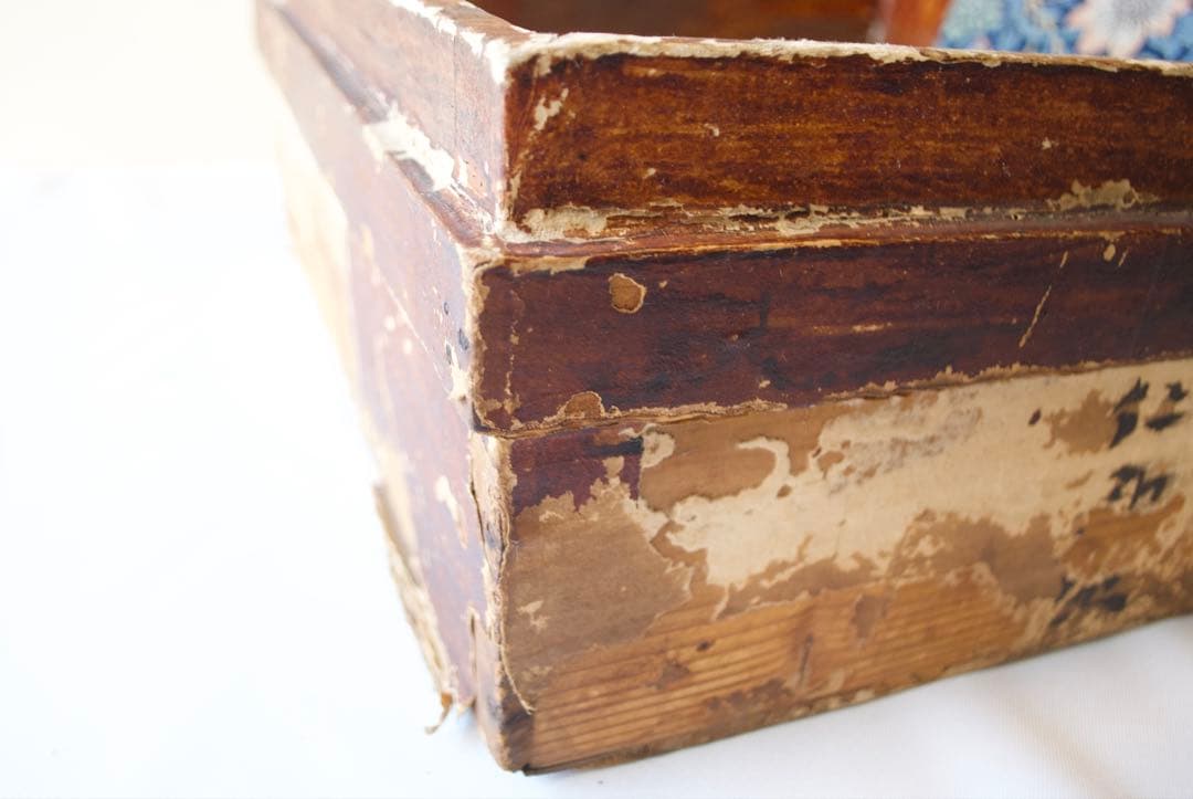 昭和初期、柿渋塗 木箱 時代箱 古民具 収納箱 茶道具箱 ディスプレイ