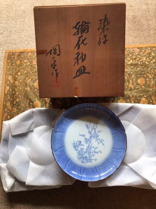 染付　輪花和皿　5枚　陶楽作