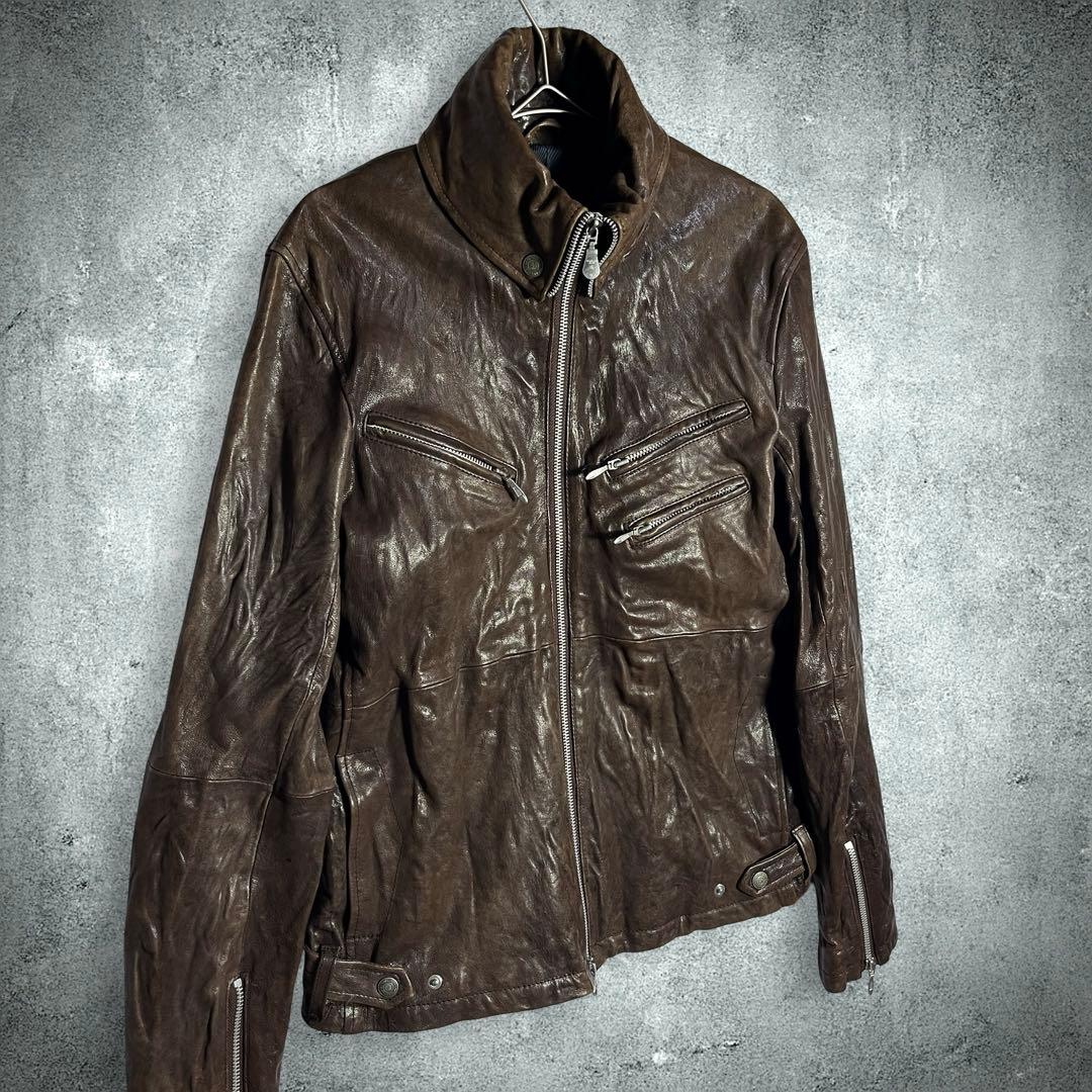 トルネードマート ラムレザー シングルライダースジャケット L