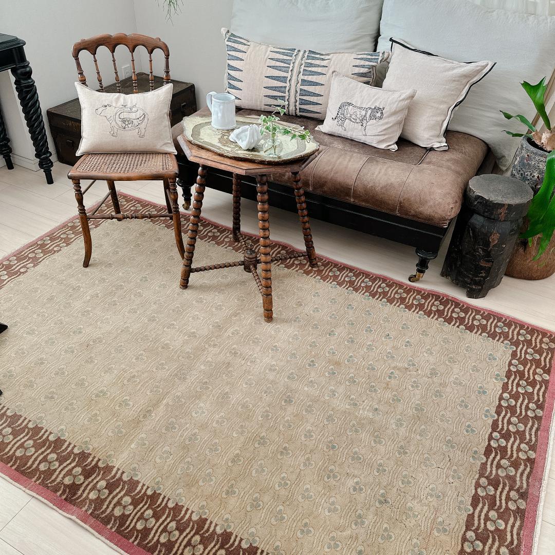 【訳アリ】トルコ ヴィンテージラグ A98 レア 最高級 カイセリ グレージュ